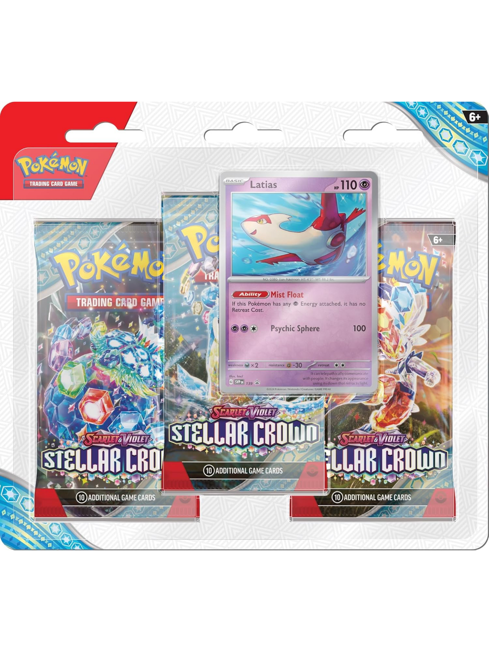 Pokemon TCG: Scarlet & Violet-Stellar Crown 3 Booster Packs & Latias Promo Card